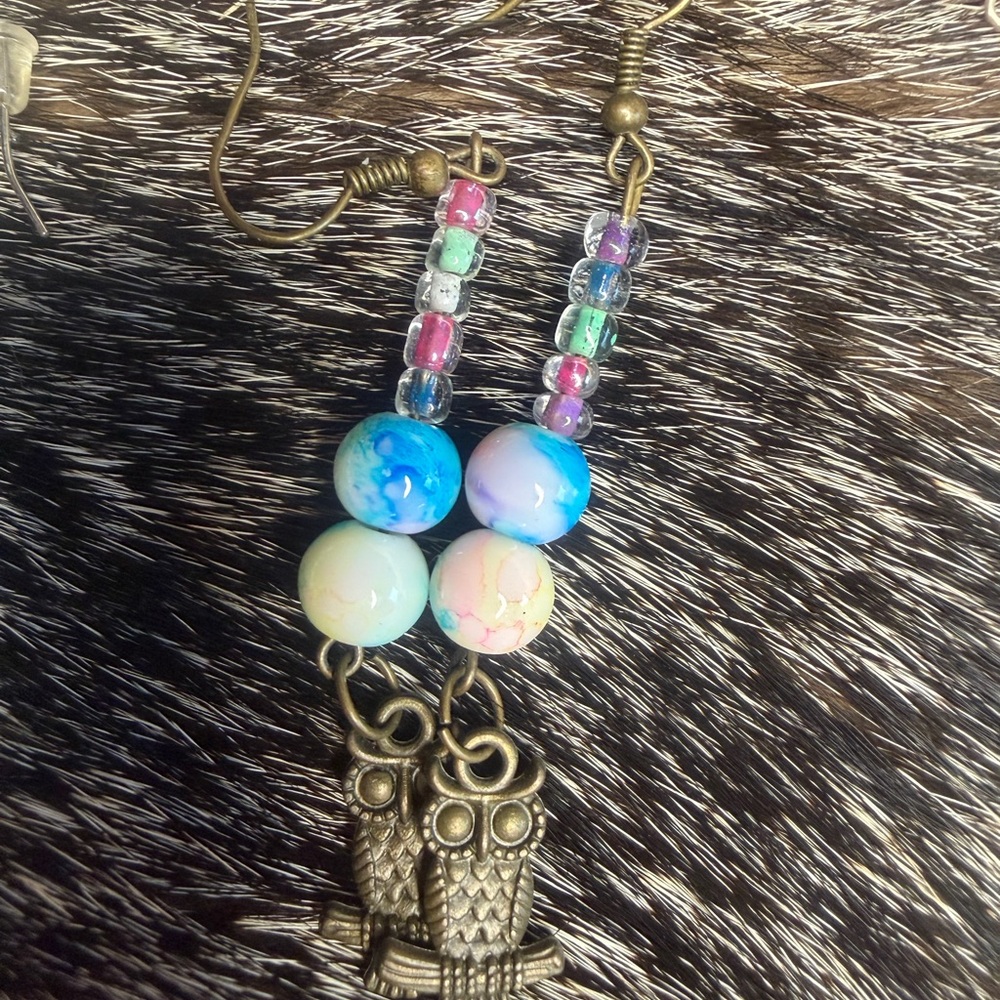 Colorful Owl Beaded Earrings